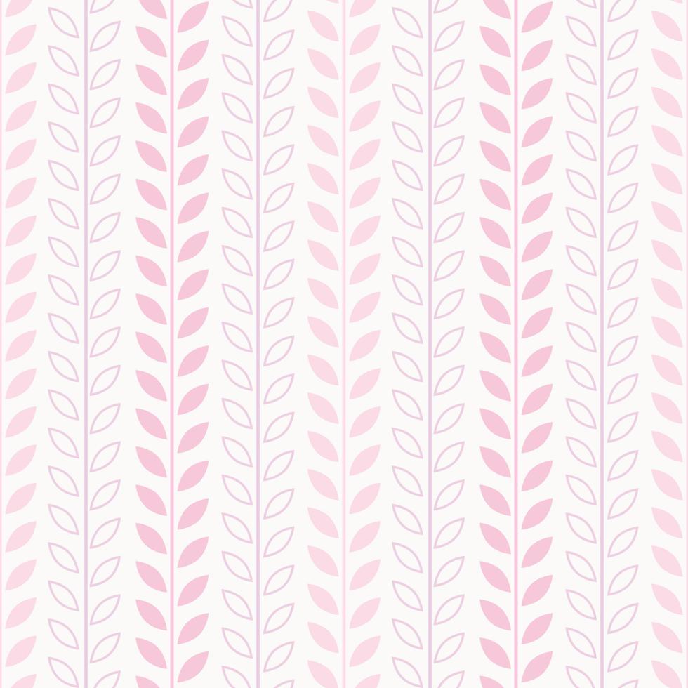 Pastel pink leaf vector pattern, seamless botanical print, garland background