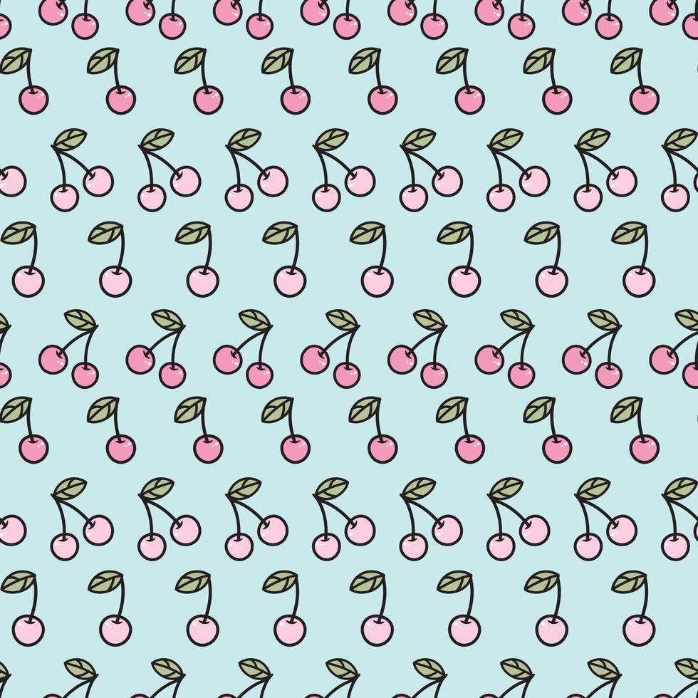 Pastel cherry repeat pattern design, fruit pattern. vector