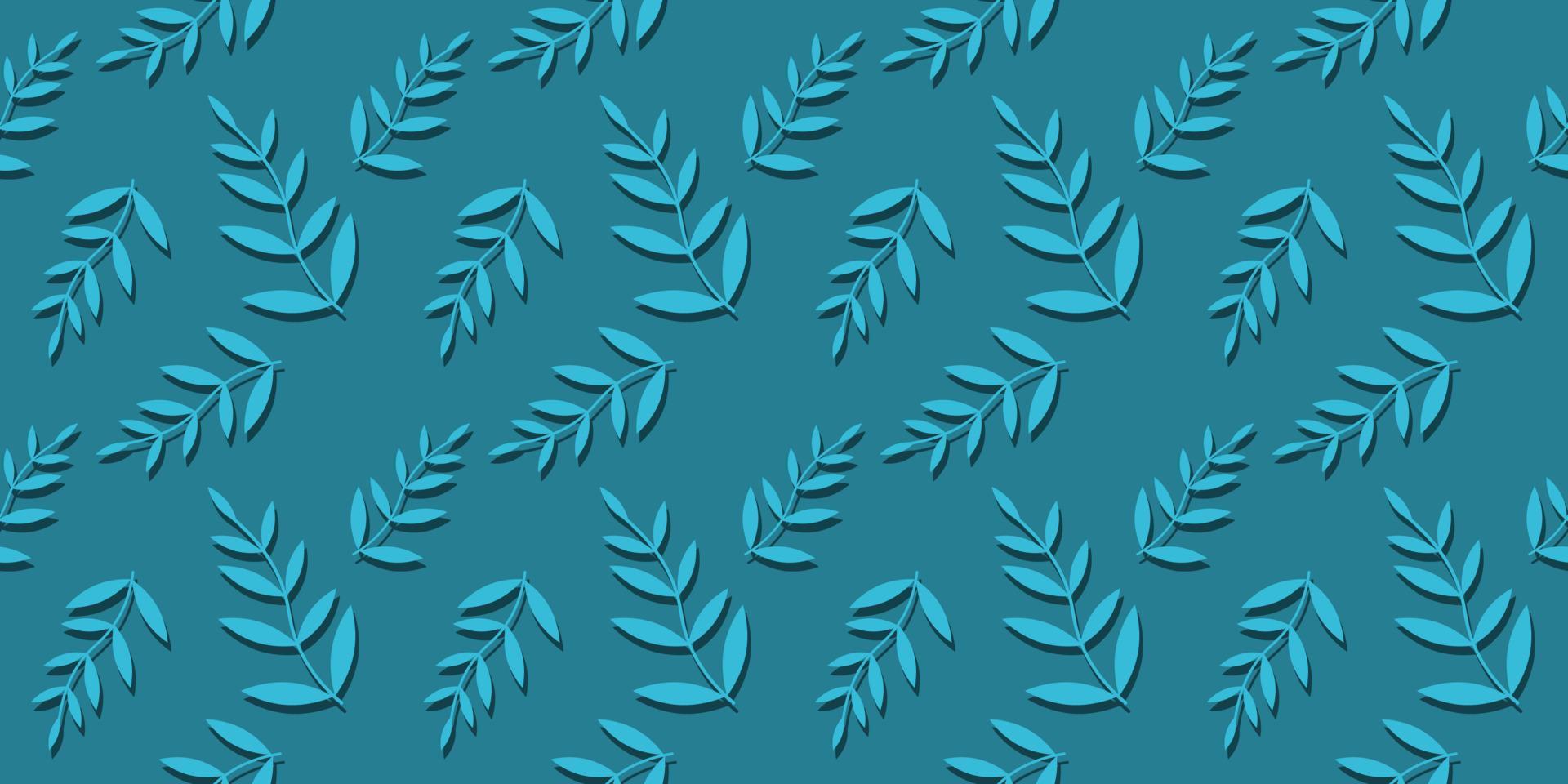 Blue leaves seamless pattern vector background