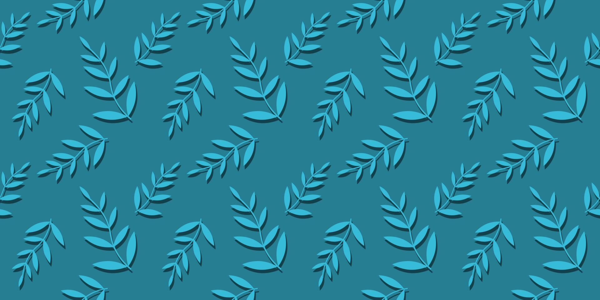 Blue leaves seamless pattern vector background