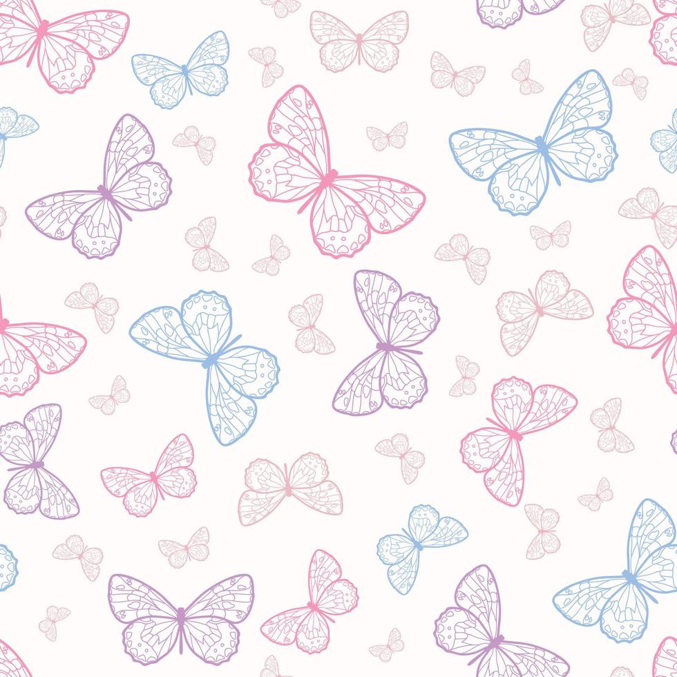 Vector butterfly cute seamless repeat pattern design background