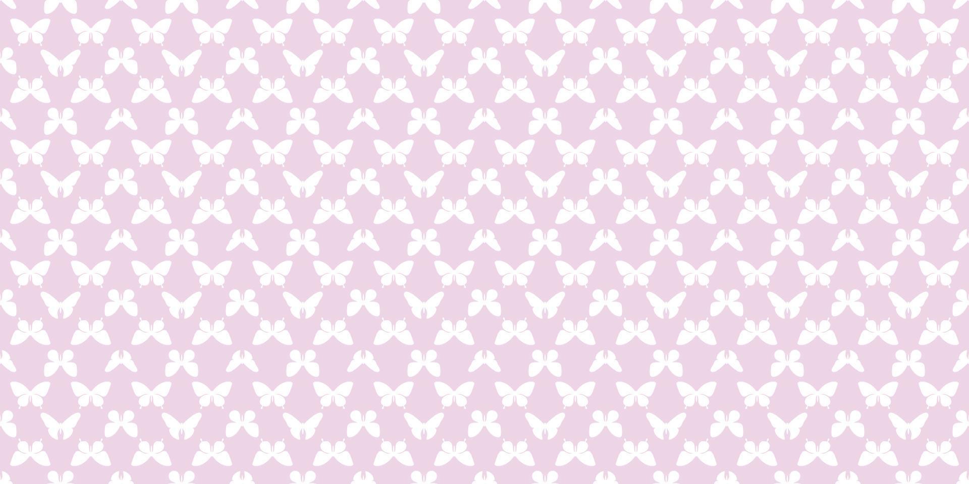 Pink and white butterfly boarder, vector pattern background