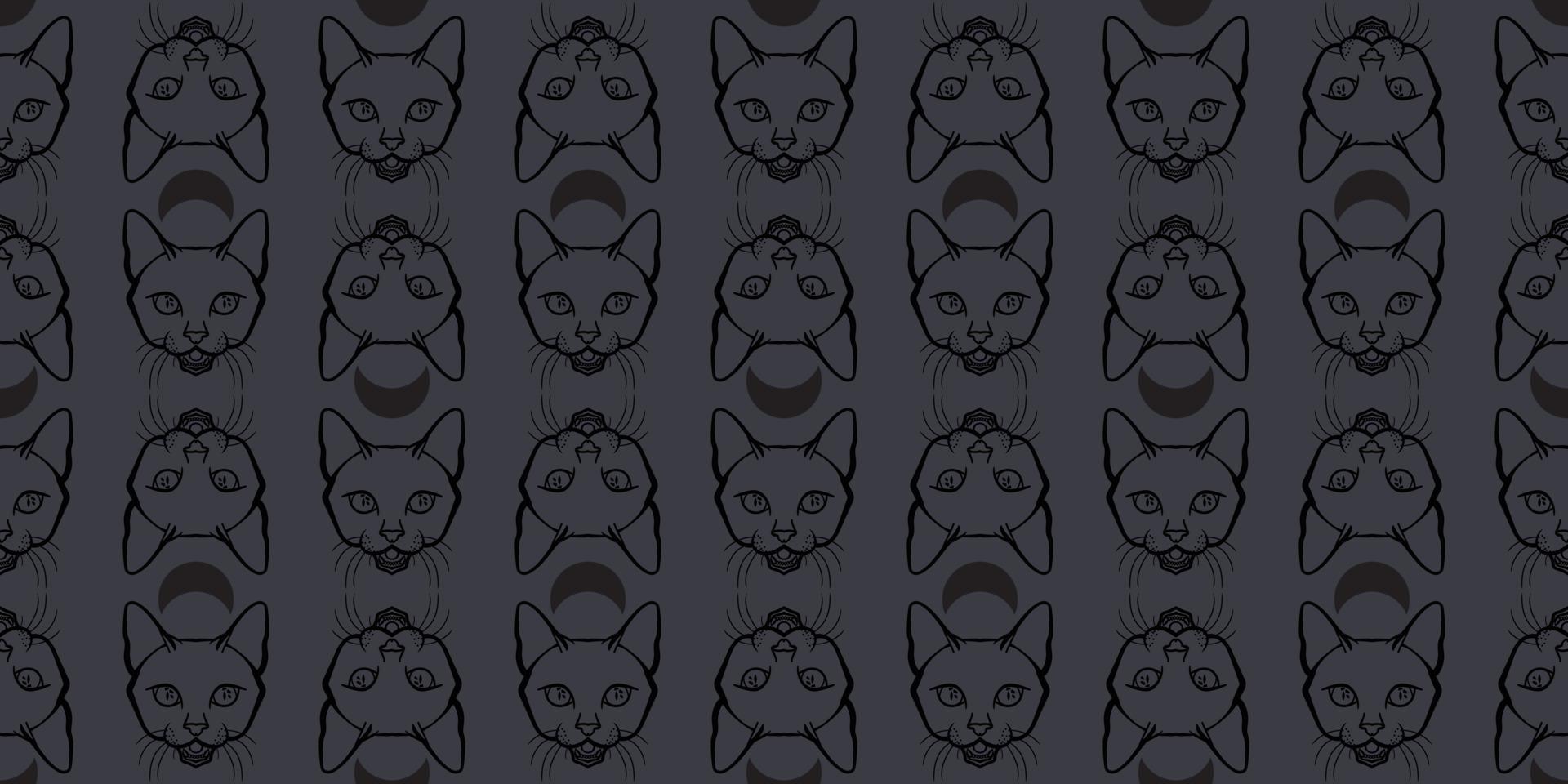 Cat seamless repeat pattern, Halloween vector background