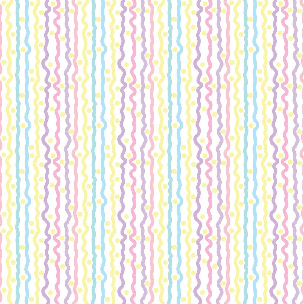 Colorful stripe pattern with dots, abstract happy vector pattern