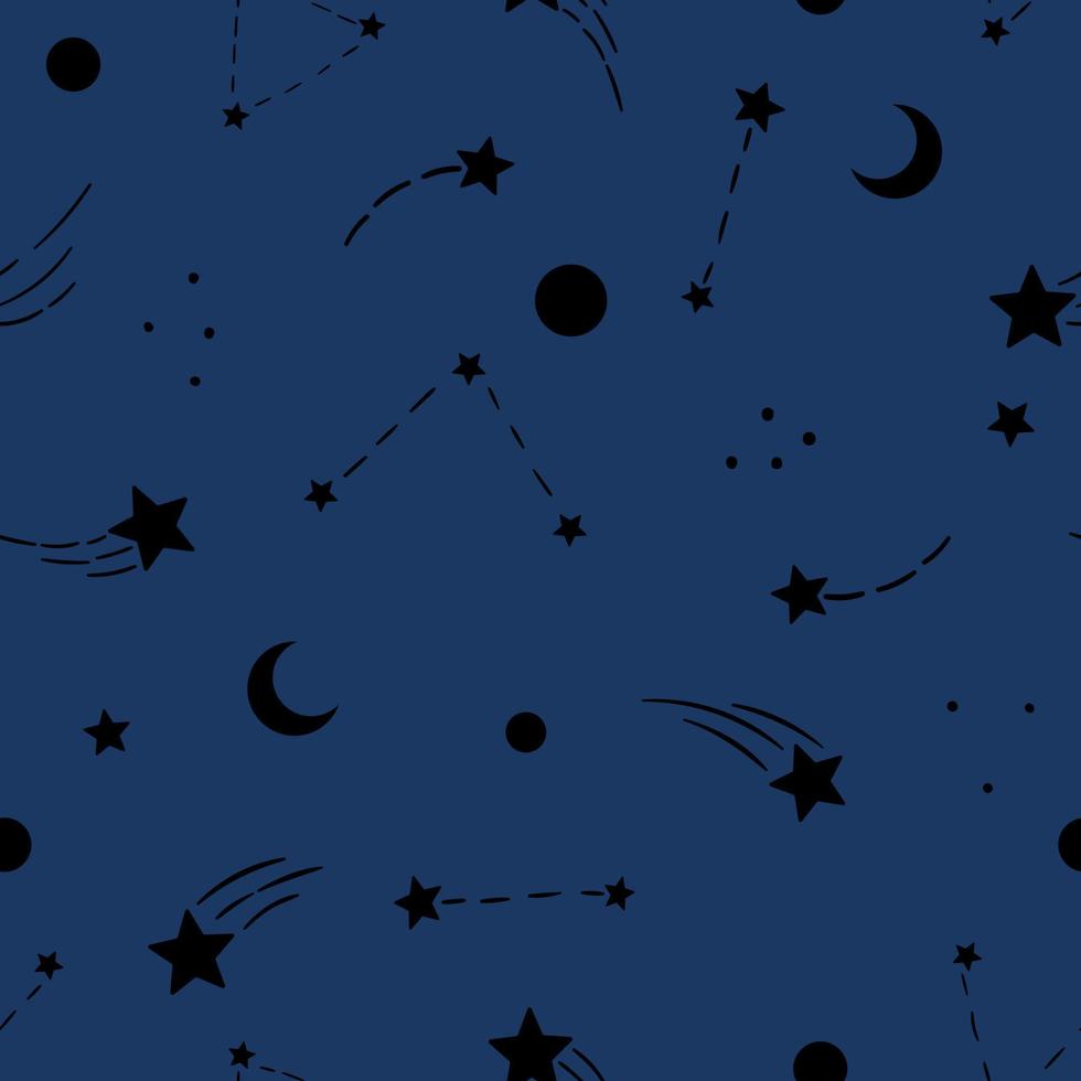 Night sky vector pattern with shooting stars.