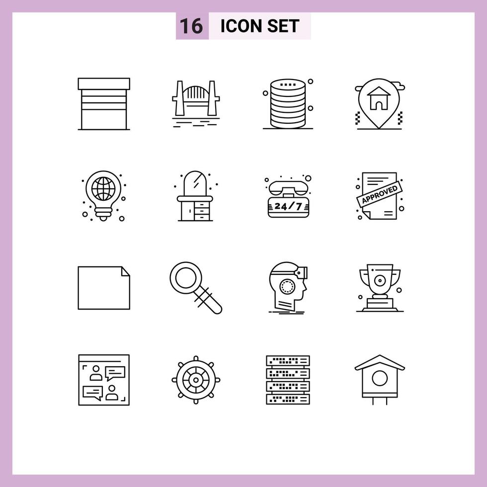 Outline Pack of 16 Universal Symbols of real estate home sydney location server Editable Vector Design Elements