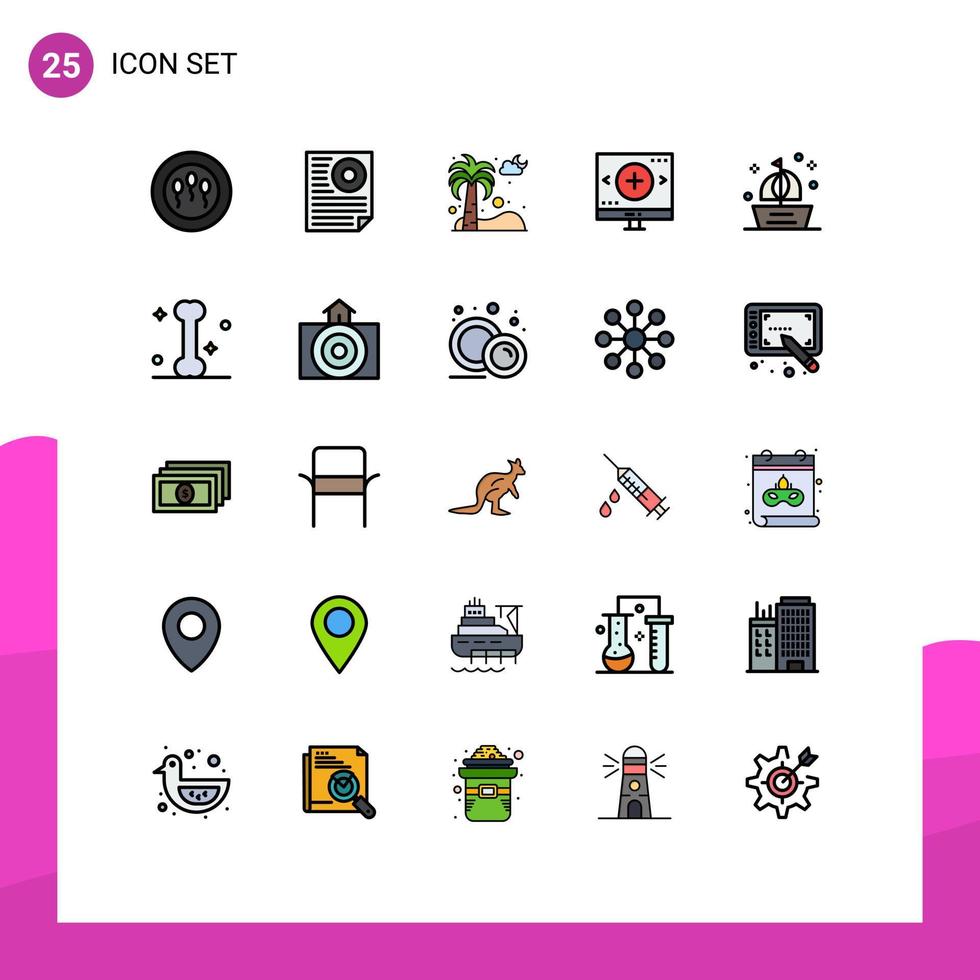 Set of 25 Modern UI Icons Symbols Signs for search glass dates find cloud Editable Vector Design Elements