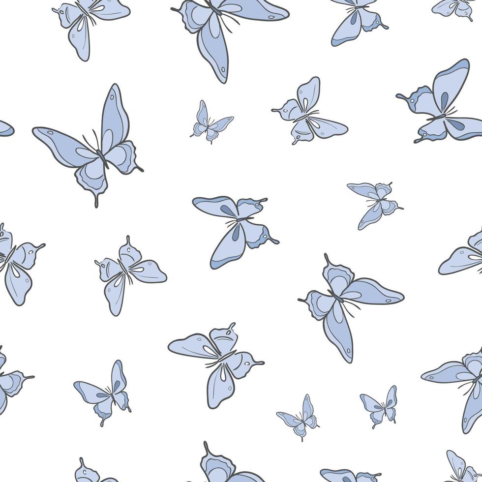 Blue butterfly vector pattern background.