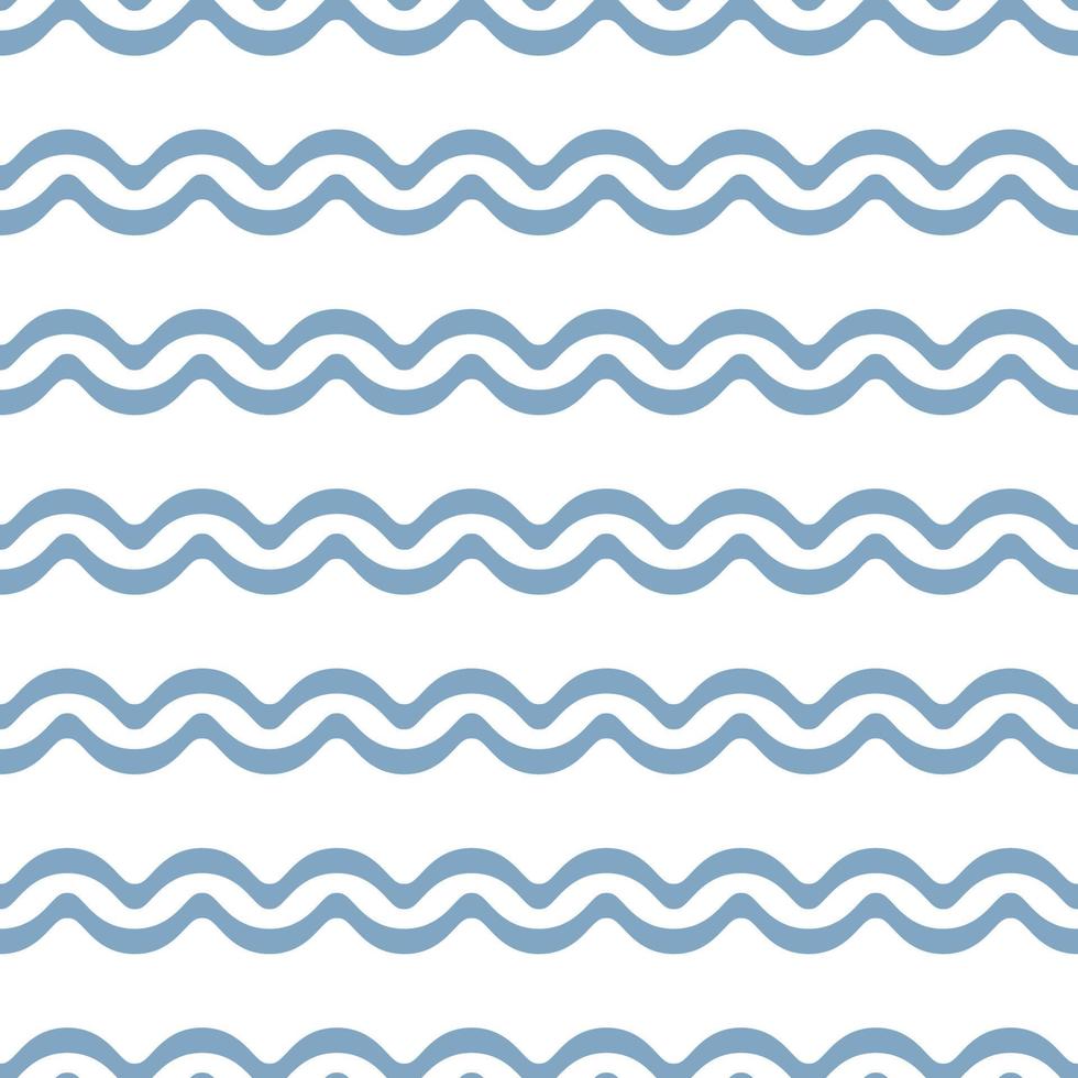 Blue waves, geometric stripe vector pattern, abstract repeat background