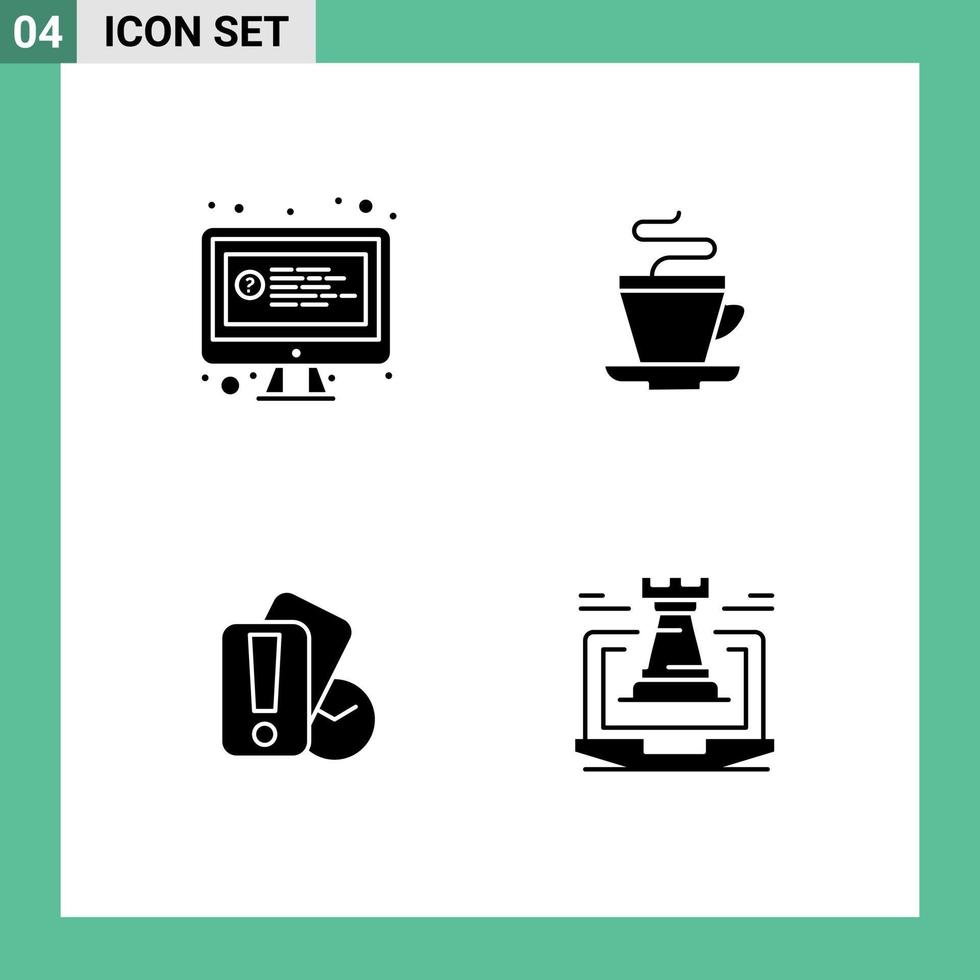 Stock Vector Icon Pack of 4 Line Signs and Symbols for computer hand chat coffee referee Editable Vector Design Elements
