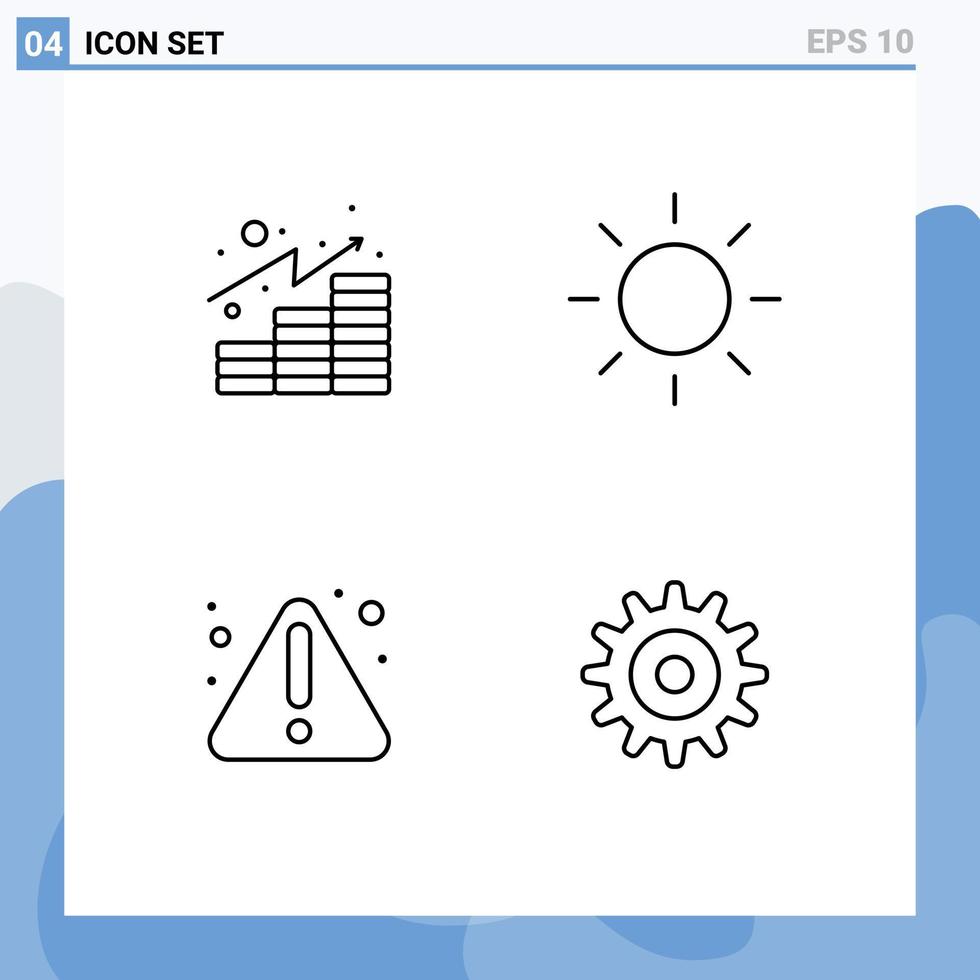 Line Pack of 4 Universal Symbols of analytics gear investments error wheel Editable Vector Design Elements