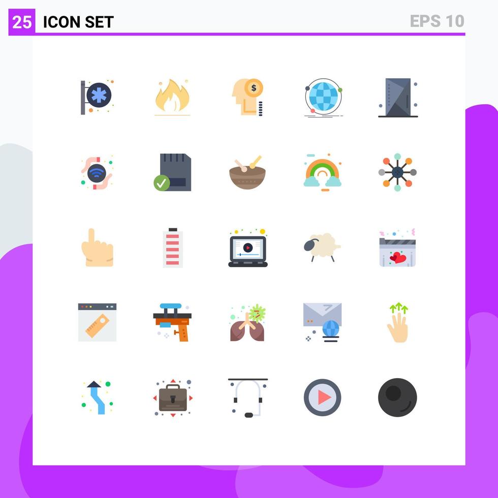 Paquete de 25 colores planos de interfaz de usuario de signos y símbolos modernos de la idea de red de la consola elementos de diseño vectorial editables de datos de Internet vector