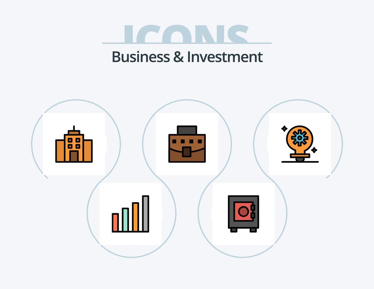 Business And Investment Line Filled Icon Pack 5 Icon Design. interface. user. man. building. lock vector