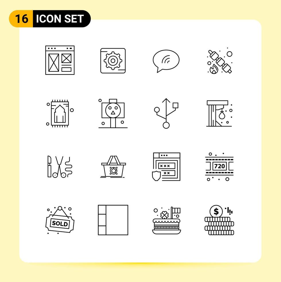 16 iconos creativos signos y símbolos modernos de rezar mensaje dulce comida malvavisco elementos de diseño vectorial editables vector