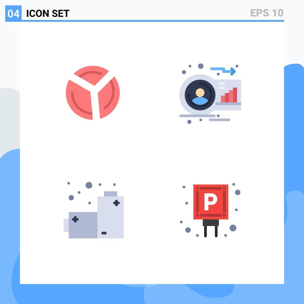 Flat Icon Pack of 4 Universal Symbols of chart batteries analytics graph pollution Editable Vector Design Elements