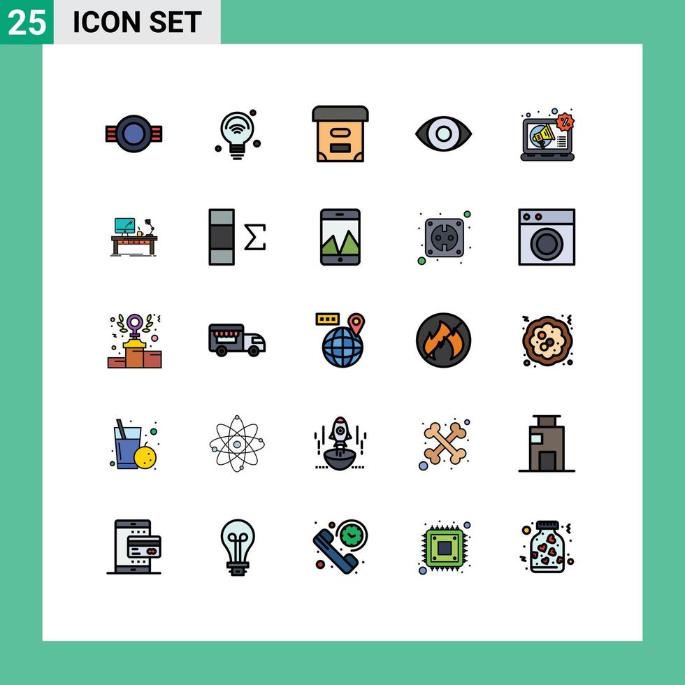 Set of 25 Modern UI Icons Symbols Signs for digital panorama iot eye documents Editable Vector Design Elements