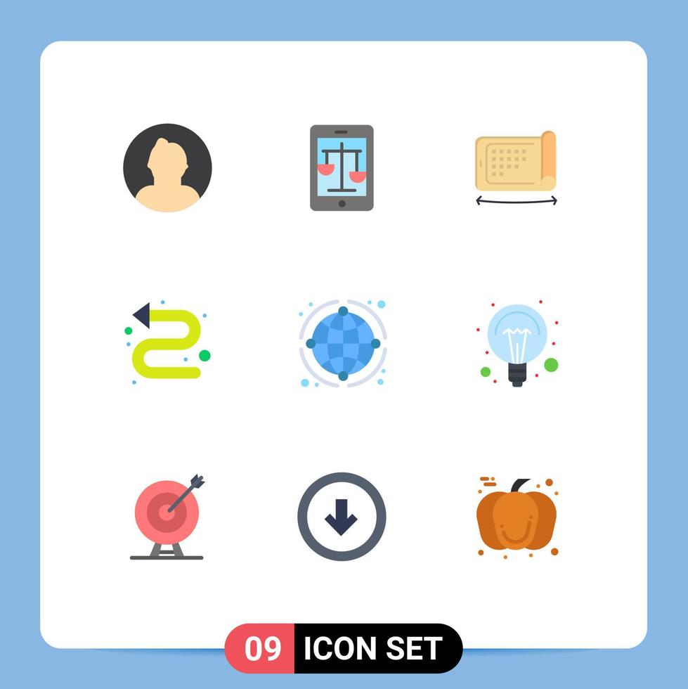 Set of 9 Vector Flat Colors on Grid for globe indicator online directional felexibel Editable Vector Design Elements