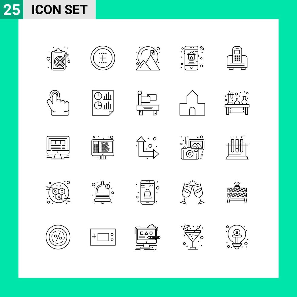 Stock Vector Icon Pack of 25 Line Signs and Symbols for real estate smart plus home goal Editable Vector Design Elements
