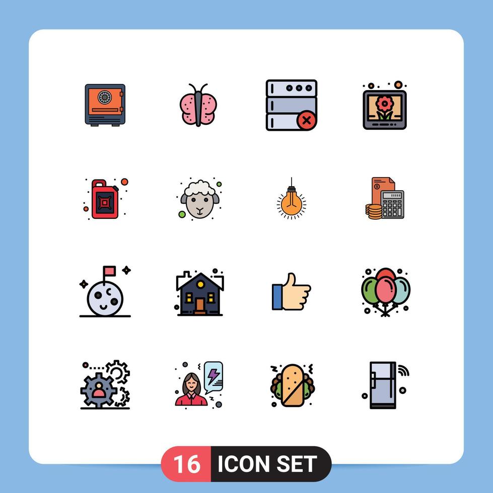 conjunto de 16 iconos de interfaz de usuario modernos signos de símbolos para imagen de bote imagen de mariposa eliminar elementos de diseño de vectores creativos editables