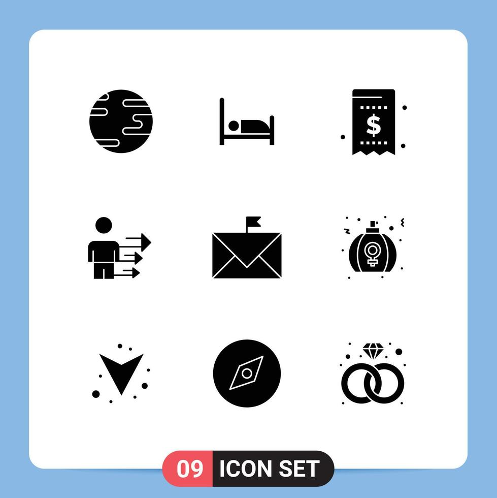 Universal Icon Symbols Group of 9 Modern Solid Glyphs of email communication invoice modern business Editable Vector Design Elements