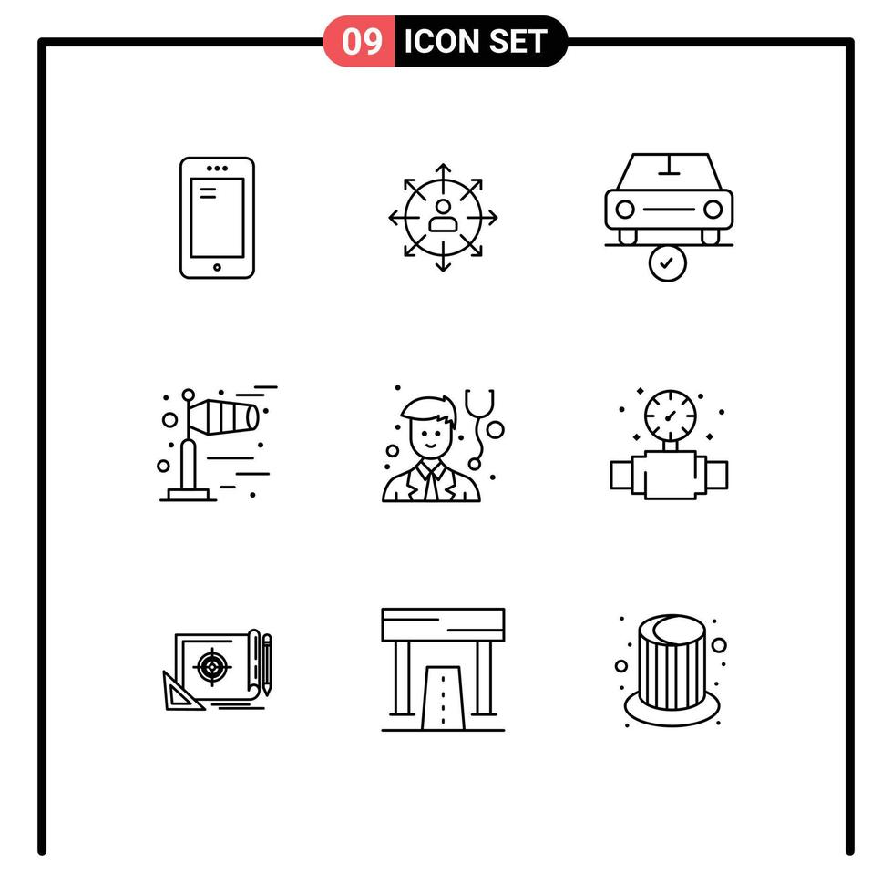 9 Creative Icons Modern Signs and Symbols of windy done employee complete car Editable Vector Design Elements