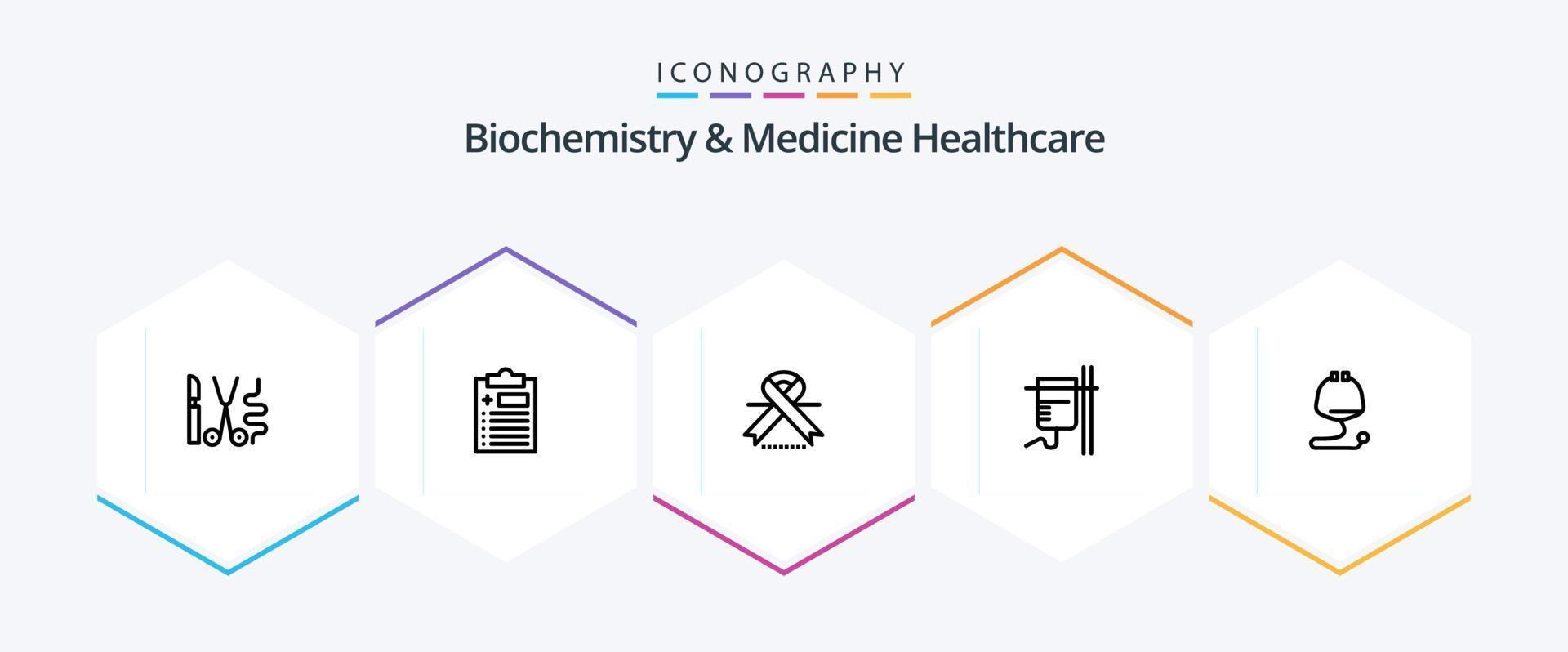Biochemistry And Medicine Healthcare 25 Line icon pack including healthcare. transfusion. cancer. rehydration. healthcare vector