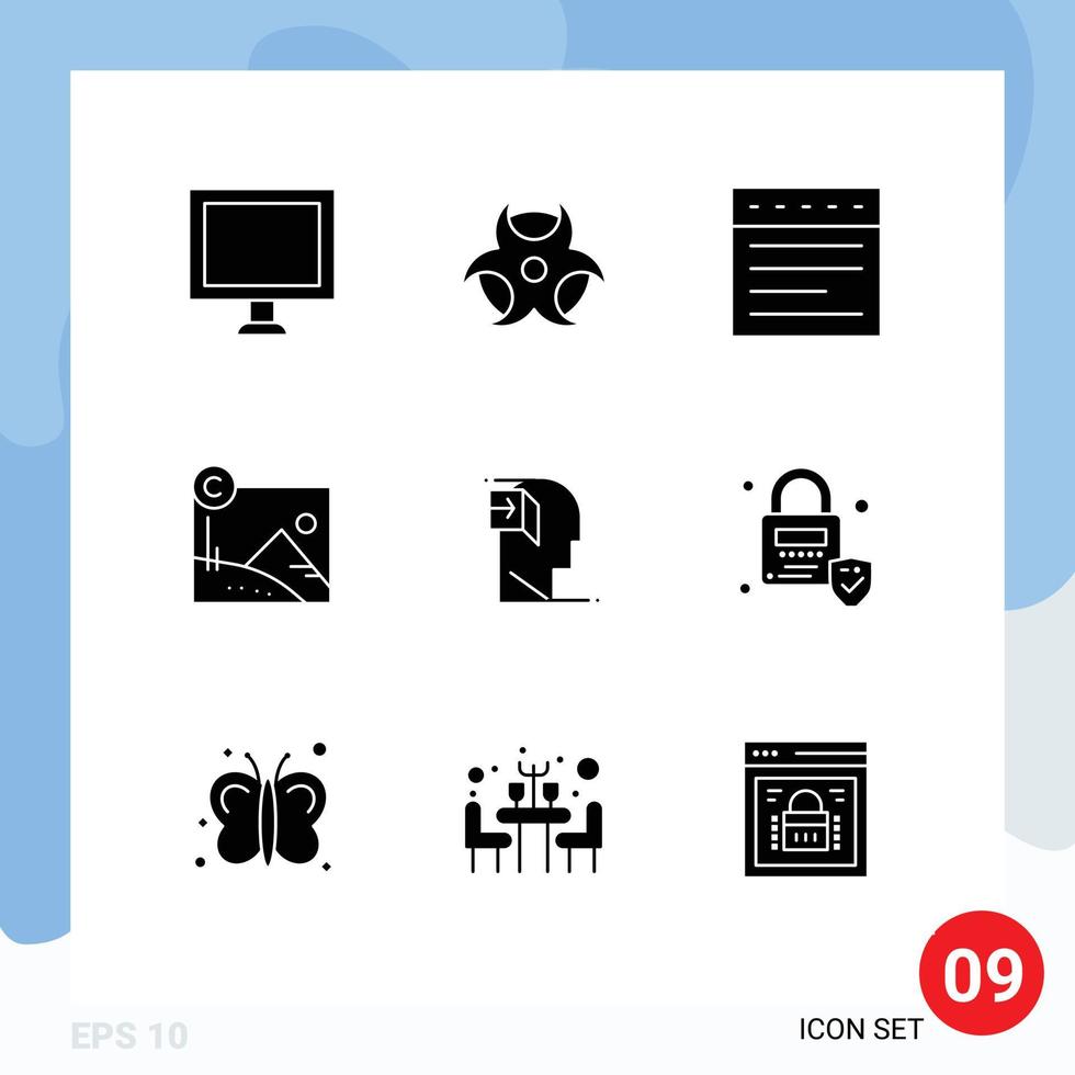 Stock Vector Icon Pack of 9 Line Signs and Symbols for minded inner website human copyrighted Editable Vector Design Elements