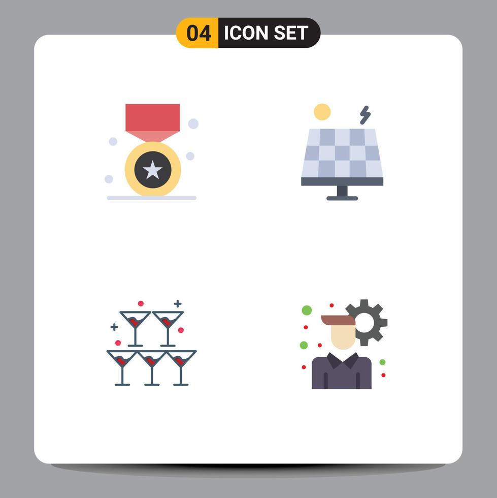 4 Universal Flat Icon Signs Symbols of award glass win environment heart Editable Vector Design Elements