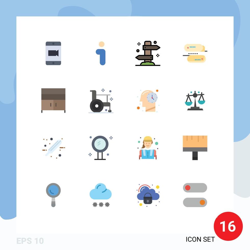 16 Universal Flat Colors Set for Web and Mobile Applications cupboard payment holiday network blockchain technology Editable Pack of Creative Vector Design Elements