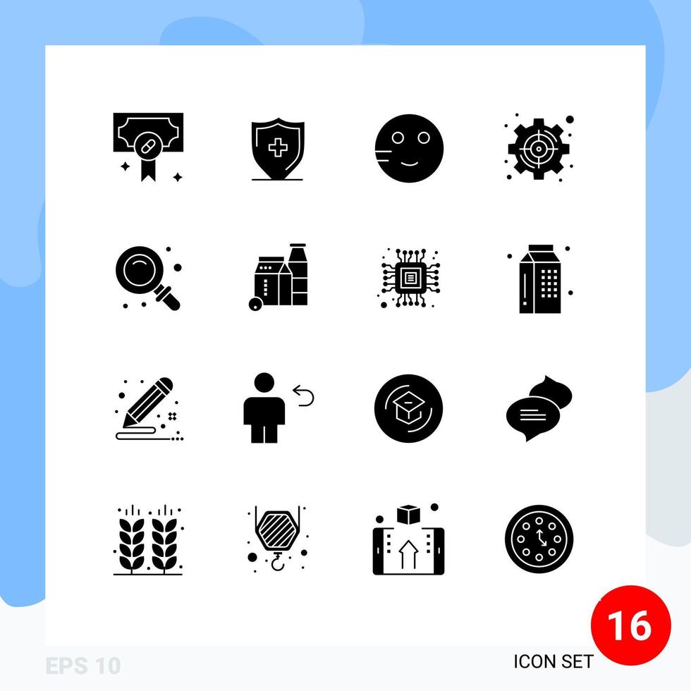 Stock Vector Icon Pack of 16 Line Signs and Symbols for back strategic embarrassed set goal Editable Vector Design Elements