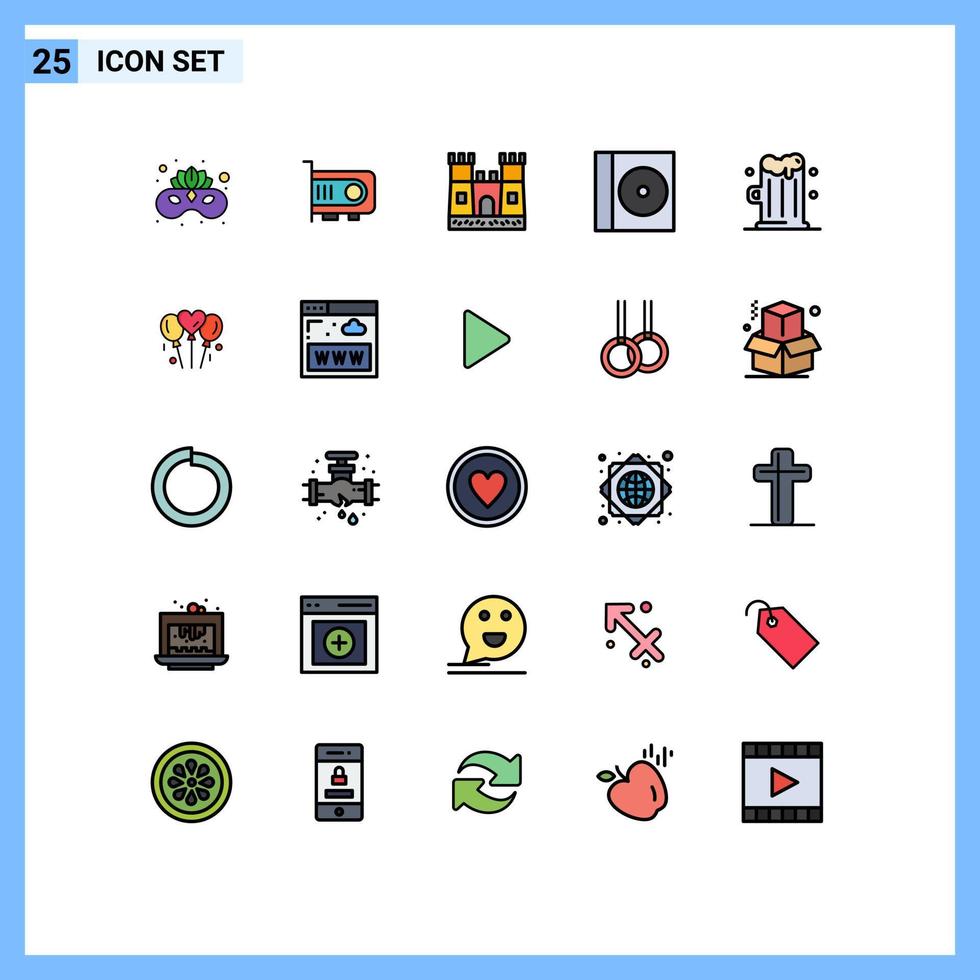 conjunto de 25 iconos de ui modernos símbolos signos para bloone bebida cerveza de playa elementos de diseño de vector editables compactos