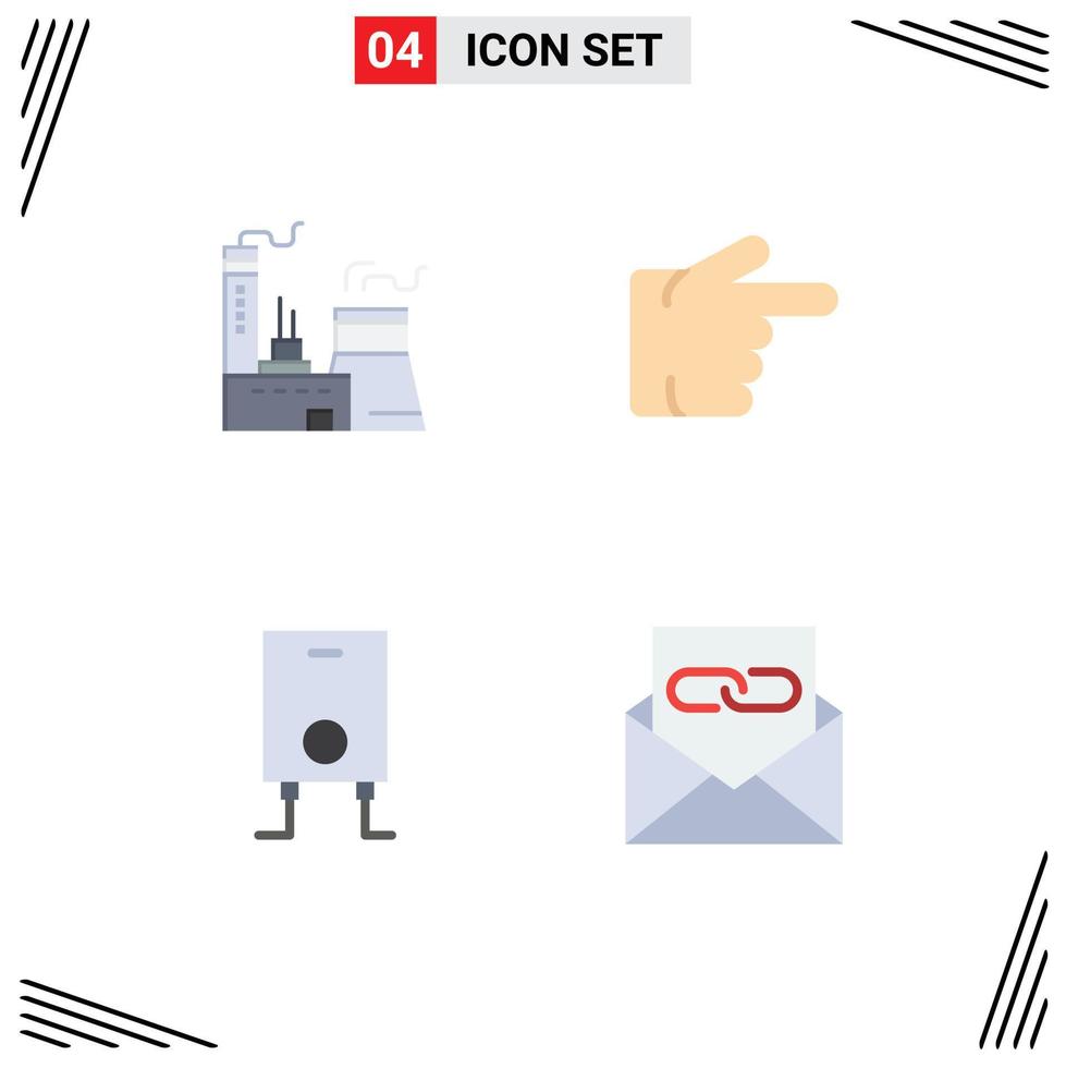 Pack of 4 creative Flat Icons of building water industry right contact Editable Vector Design Elements