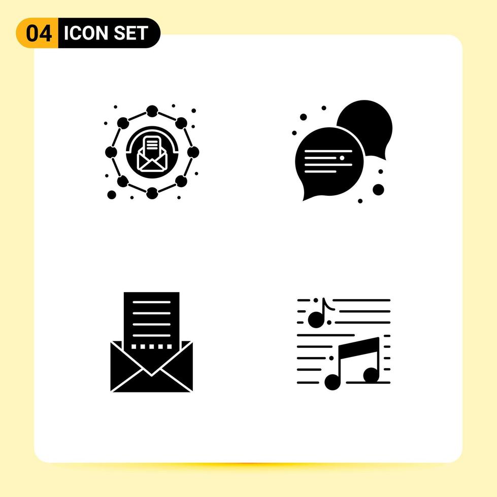 4 Creative Icons Modern Signs and Symbols of affiliate envelope message dialogue letter Editable Vector Design Elements