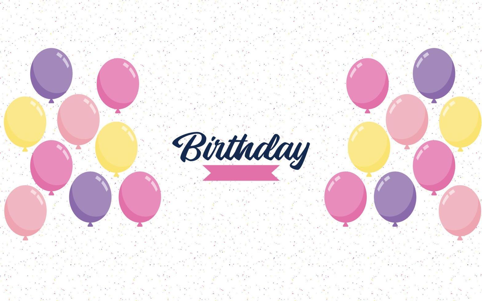 Happy Birthday lettering text banner with balloon Background vector