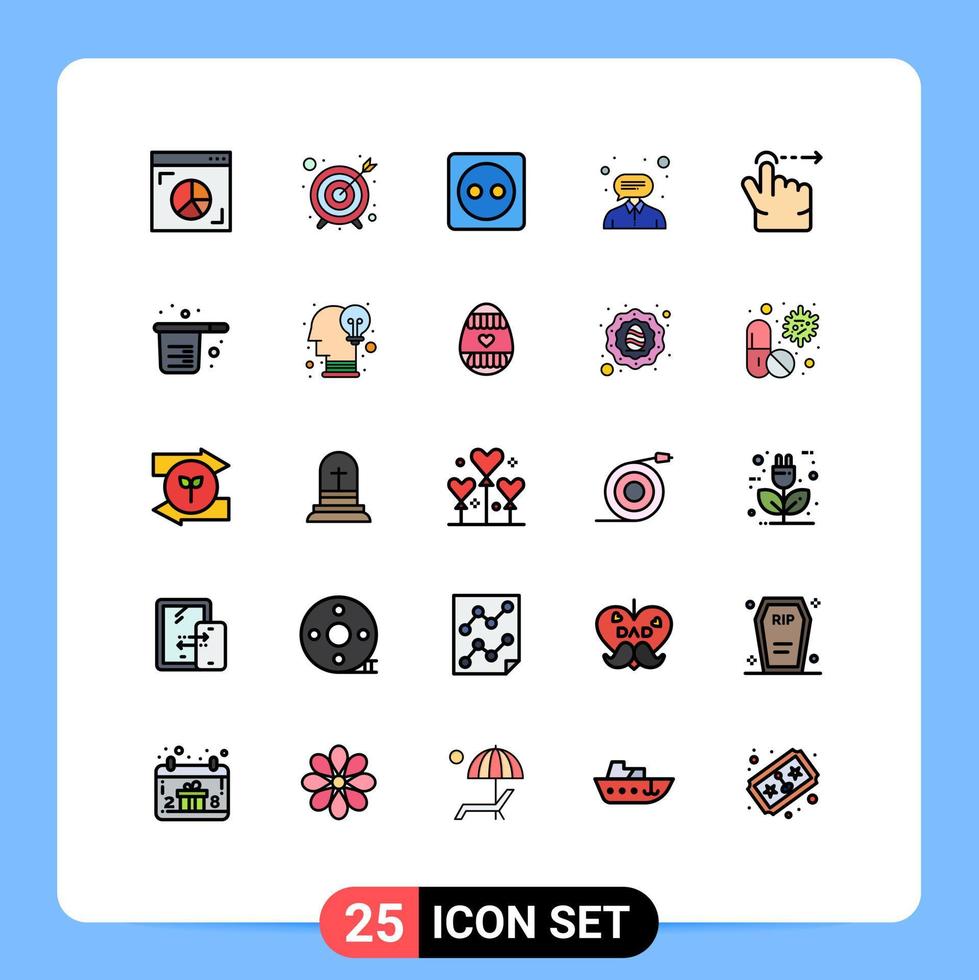 Set of 25 Modern UI Icons Symbols Signs for swipe finger eco support customer Editable Vector Design Elements