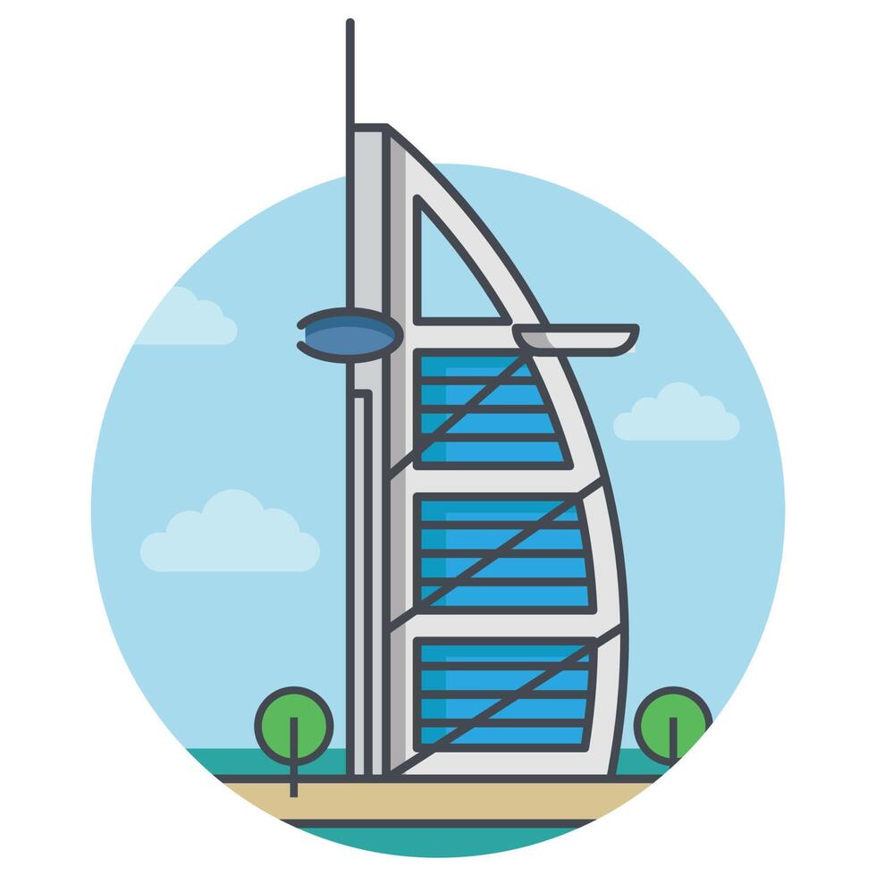 World famous building - Burj of Al Arab Hotel vector
