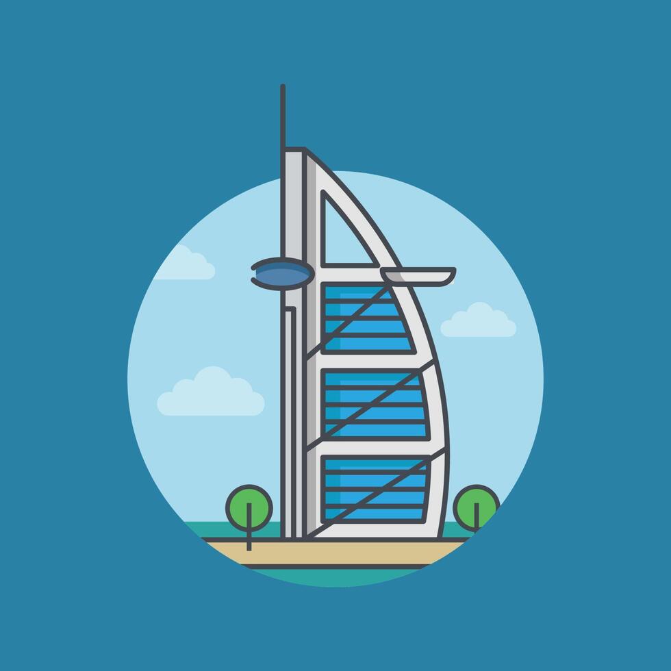 World famous building - Burj of Al Arab Hotel vector