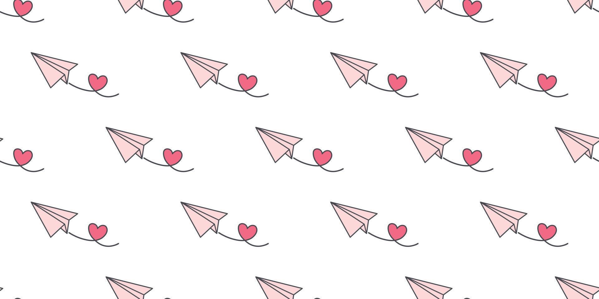 Pink paper plane seamless repeat pattern vector background