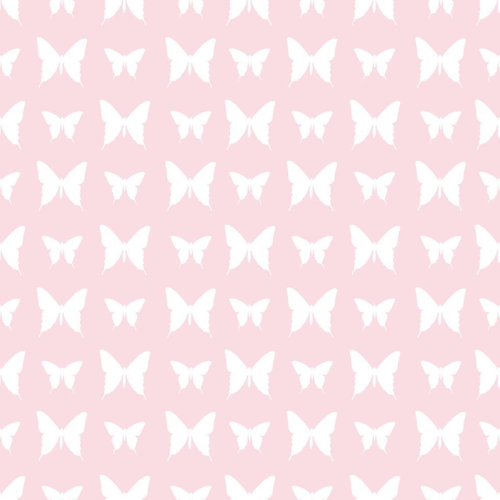 Pink and white butterfly seamless repeat pattern vector