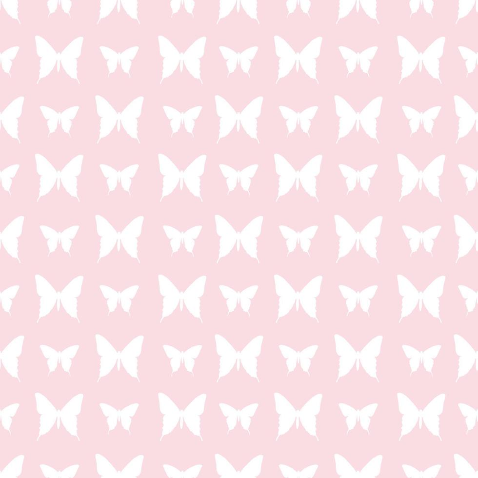 Pink and white butterfly seamless repeat pattern vector