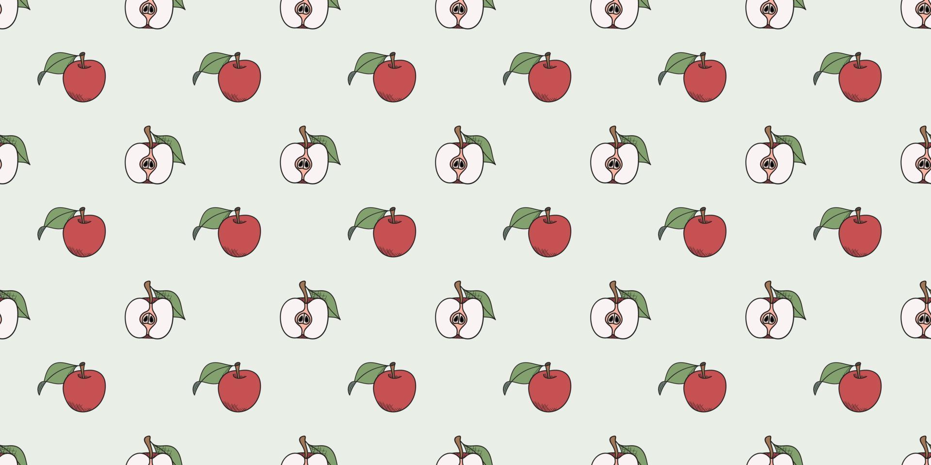 fondo de patrón vectorial sin costuras de manzana, ilustración de manzana vector