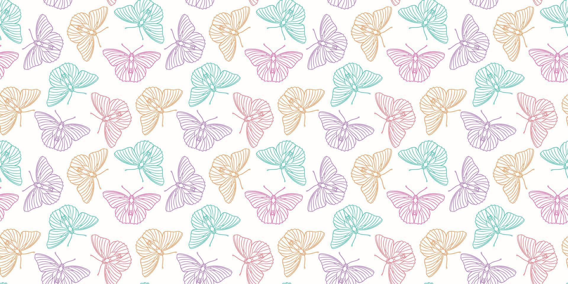 Butterfly seamless vector pattern background, spring design
