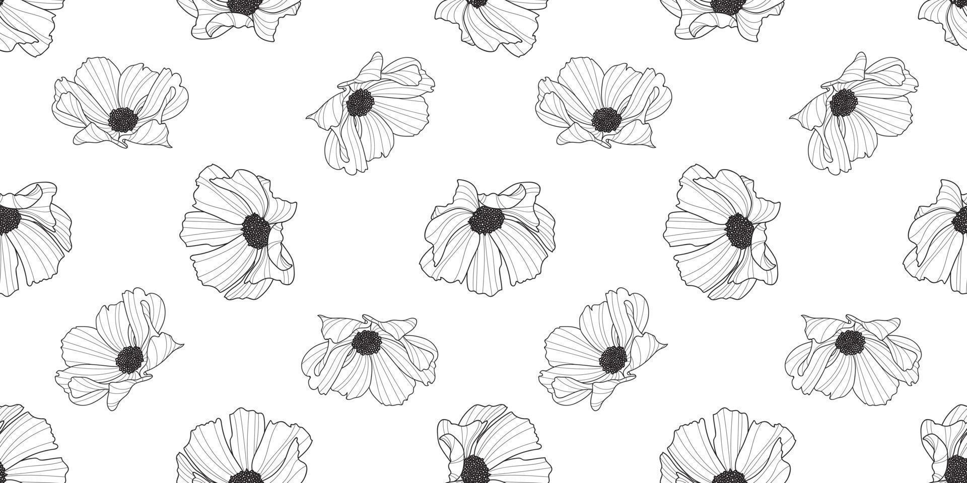 Garden cosmos flower vector pattern background, floral design