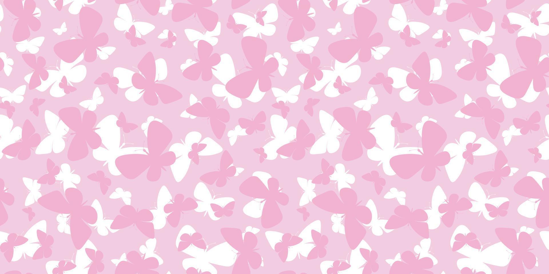 Pink butterfly vector pattern, seamless background