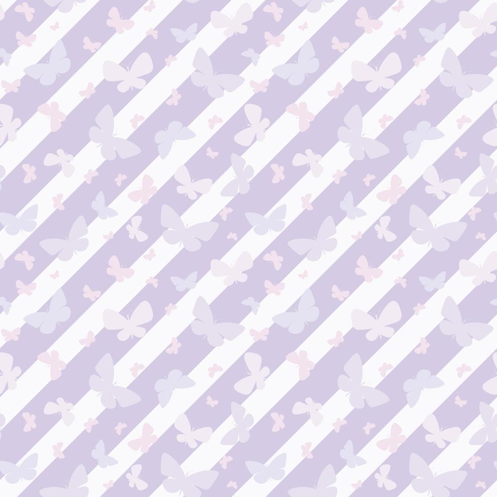 Girly butterfly pattern, seamless vector background.