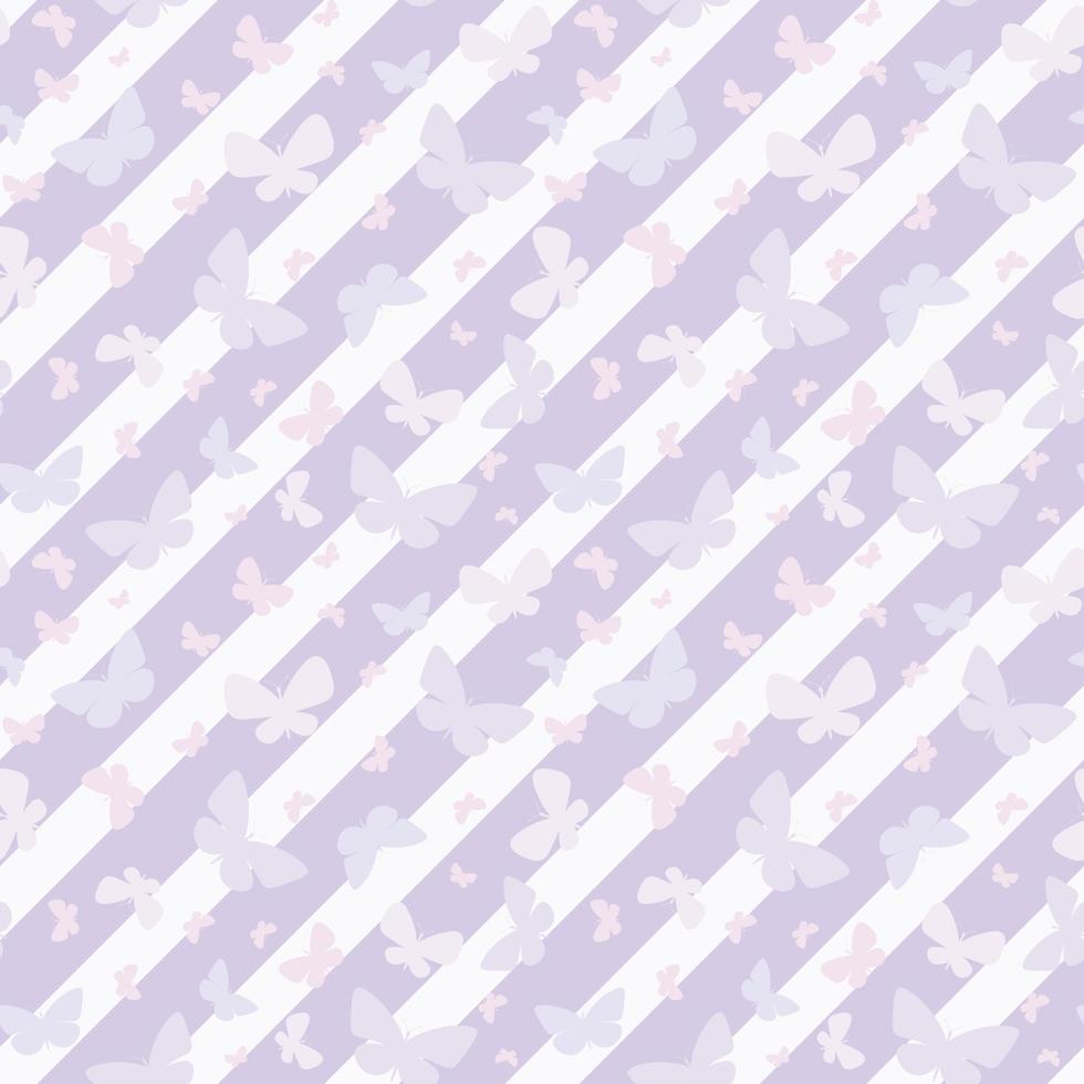 Girly butterfly pattern, seamless vector background.