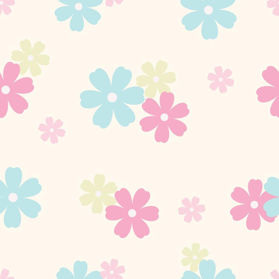 Floral vector pattern. Flower seamless repeat pattern background. Pastel colorful pattern.