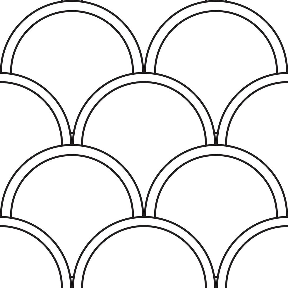 Black and white fish scale minimalist geometric vector pattern