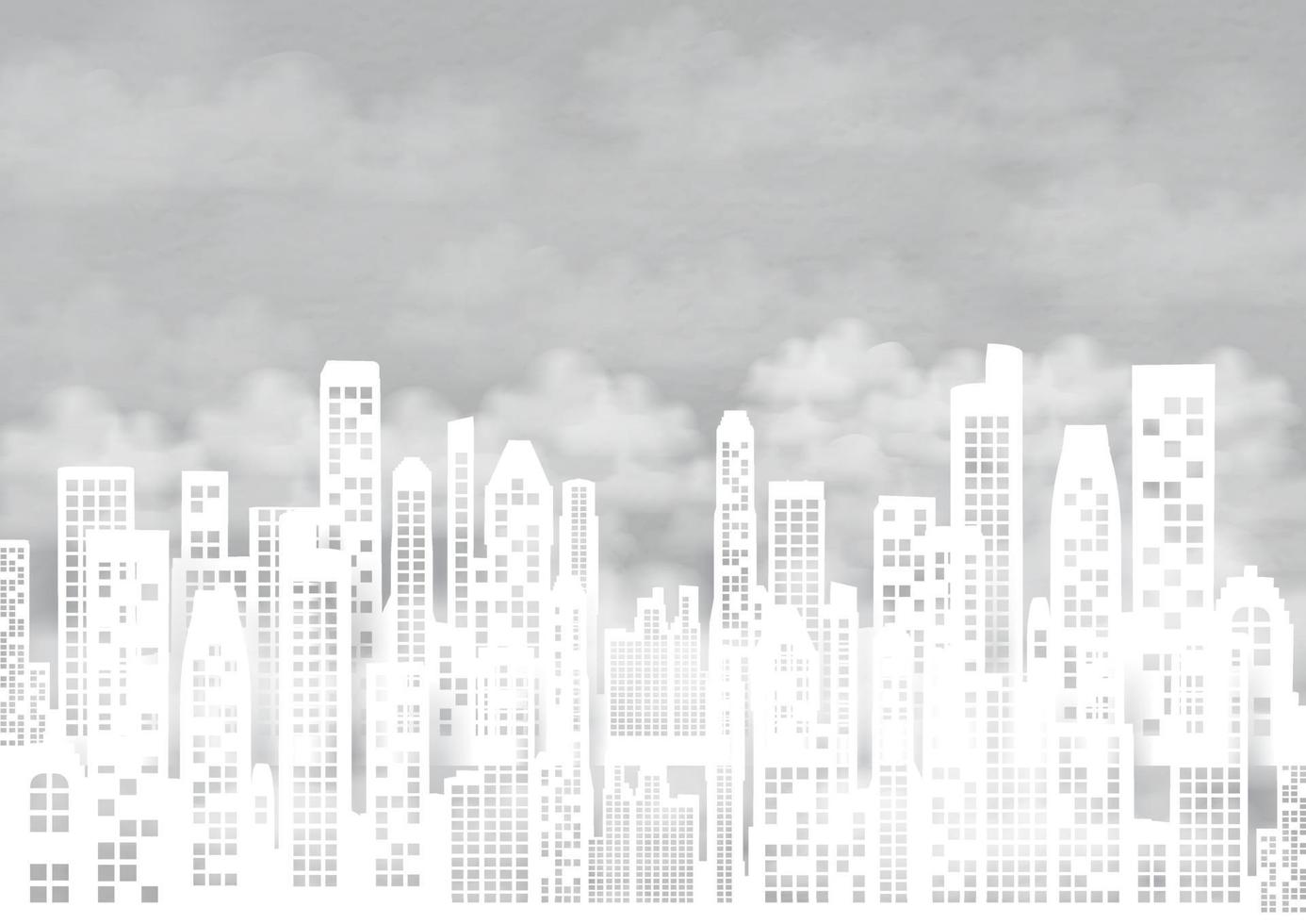 Landscape view of PM 2.5 dust city with a lot of dust and bad fog pollution on gray background. PM 2.5 dust bad pollution is a problem in many big cities. vector