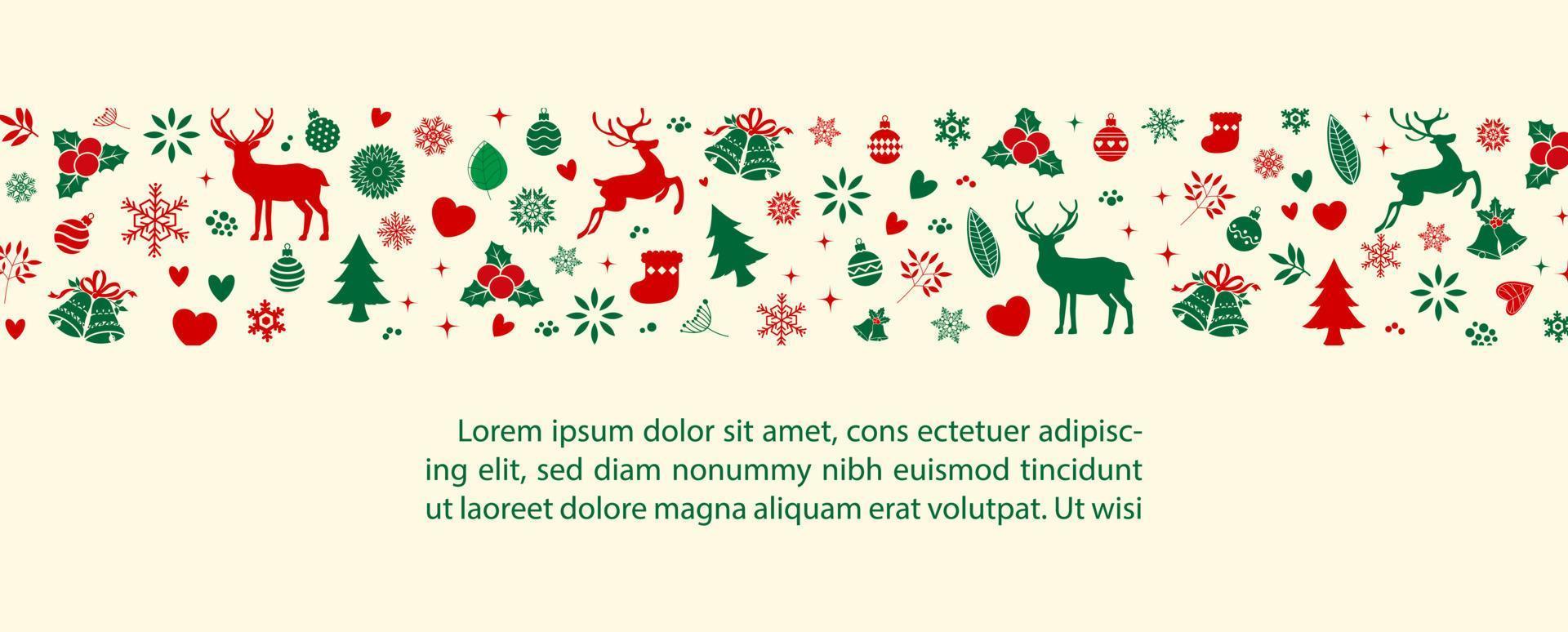 objeto de navidad con plantas decorativas y textos de ejemplo aislados sobre fondo de color crema vector